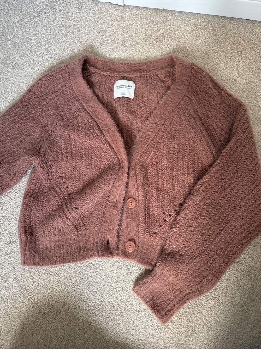 Abercrombie & Fitch Dusty Rose Button-Front Knit Cardigan